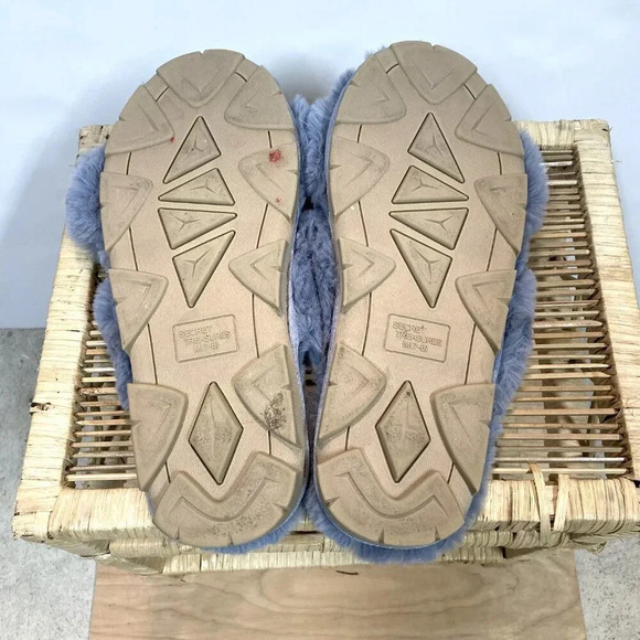 Secret Treasures Slippers, Size M (7-8), Gray Faux Fur, Slip-on Slides Hard Sole - Picture 7 of 7